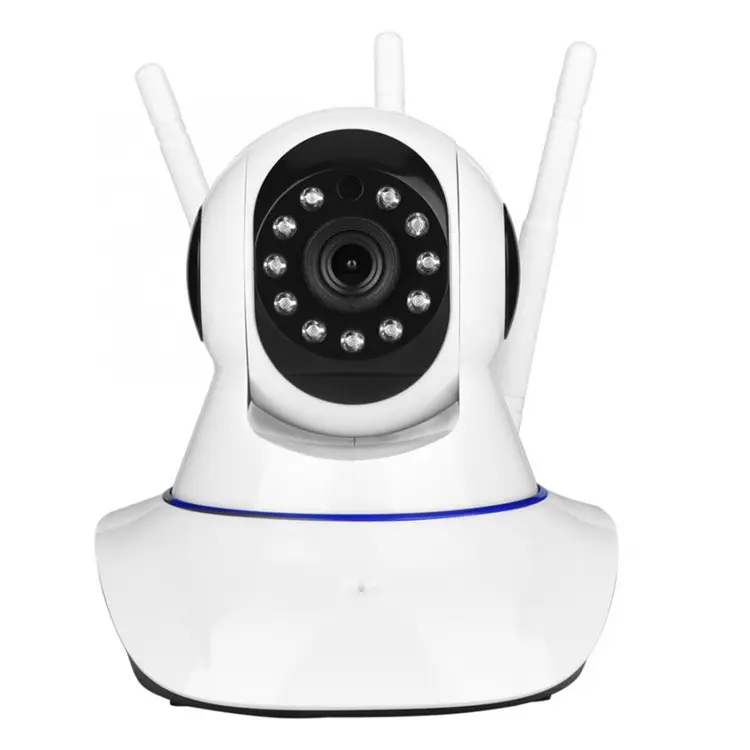 Robot CCTV Inframerah 3 Antena, Kamera CCTV HD 1080P Jaringan CCTV Rekaman Audio, Pengawasan Bayi dengan 3 Antena
