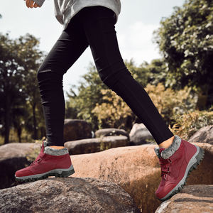 أحذية نسائية عالية الرقبة للمشي لمسافات طويلة في الشتاء، مصنوعة من الجلد الصناعي، نعل متوسط من الإيفا الناعم، مقاومة للماء، بطانة شبكية، مضادة للانزلاق، مناسبة للخريف والربيع والتخييم في الهواء الطلق - Product Image 5