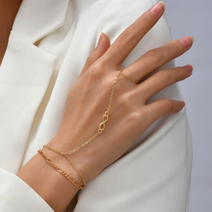 New Design Elegant <strong>Ring</strong> <strong>Bracelet</strong> Gold Fashion Chain and Link <strong>Bracelets</strong> Creative Infinity Finger Chain <strong>Ring</strong> <strong>Bracelet</strong> for Women - Product Image 1
