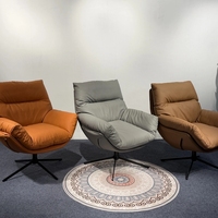 Fauteuil d'appoint pivotant moderne en cuir souple, fauteuil de relaxation individuel rotatif pour salon, chambre et hôtel