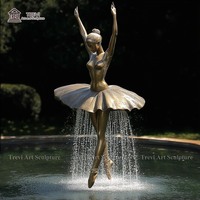 Statue en métal de jardin extérieur Fontaine Bronze Ballet Danse Fille Sculpture Fontaine