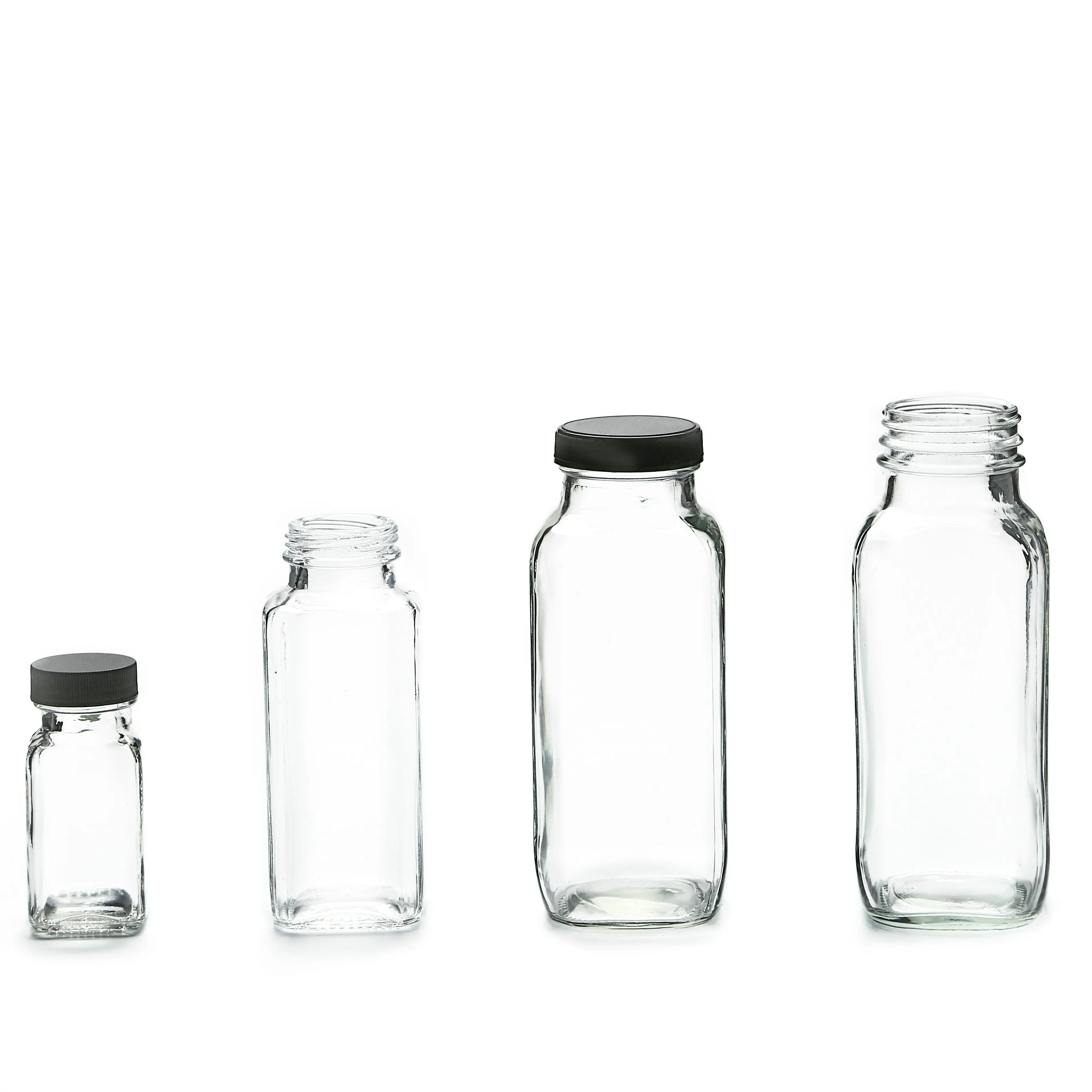 Bouteilles en verre carrées français 120 ml, pour jus de lait, à pression froide, avec couvercle en métal ou en plastique, de qualité alimentaire, prêt à l'emploi, livraison gratuite