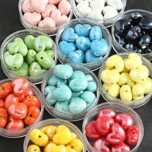 Cuentas Sueltas de Cerámica en Forma de Corazón Macaron Pulido, con Orificio Vertical, Colores Surtidos, Materiales para Hacer Pulseras y Joyería DIY - Product Image 2