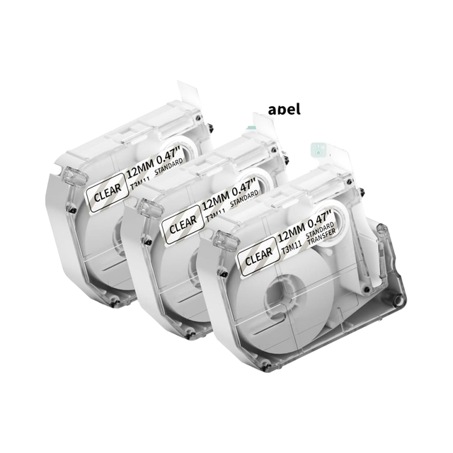 Label Maker Phomemo M950/M960 Laminated Labels 12mm 0.47 Inch Black on Clear Thermal Stickers for M950/M960 Label Maker