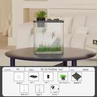 Aquarium transparent en ABS et verre pour betta, petit bassin de 10L auto-nettoyant pour bureau et extérieur
