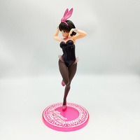 Figurine de lapine en PVC personnalisée avec base de présentation rose, jouet d'art fantastique de collection, statue décorative, fabricant OEM ODM