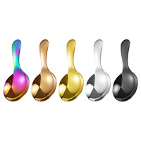 Mini cuillère à épices mignonne en acier inoxydable 304, cuillère à dessert ronde pour bébé, cuillère à thé et café à manche court