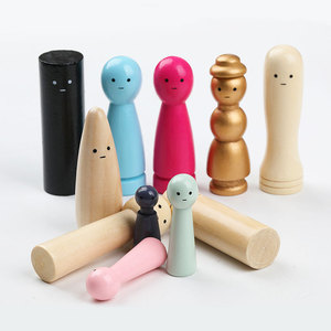 Figura de madera con ojos impresos, juguete educativo con tema de psicología infantil para uso doméstico, tamaño de 70mm y 80mm, Material Natural - Product Image 2