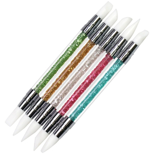 Stylo à double embout en silicone pour nail art, outil de gravure et de sculpture avec pointe à strass, brosse à ongles double usage avec tête en silicone pour manucure - Product Image 1