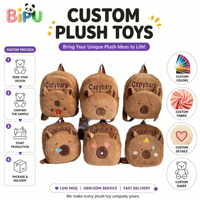 Sac à dos en peluche Capybara personnalisé OEM, motif dessin animé Kawaii, pour la maternelle, faible MOQ, conception personnalisée, sac à dos en peluche pour enfant