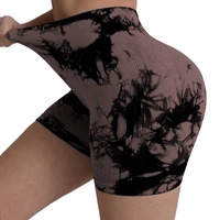 Shorts de sport taille haute effet push-up, grandes tailles XS-5XL, en Spandex/Nylon infroissable tie-dye pour le yoga et l'entraînement physique