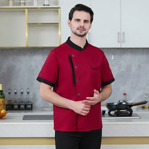 Uniforme de chef de verano de manga corta, camisa de cocina de mezcla de algodón/poliéster transpirable ligera con tela que absorbe la humedad - Product Image 1
