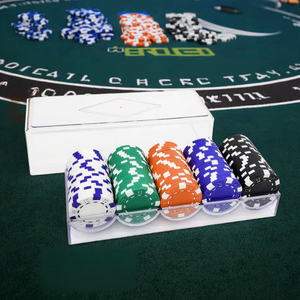 رقائق بوكر مخصصة من الطين والسيراميك والأكريليك بوزن 14 جرام، غير سامة ومتينة وصديقة للبيئة، مع علبة وشعار مخصص، بقيمة تتراوح بين 100 و1000 دولار - Product Image 1