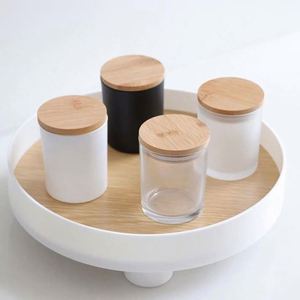 Vente en gros de pots à bougies en verre à large ouverture, personnalisables, de luxe, blancs, noirs, mats, vides, 8 oz, 10 oz, 14 oz, avec couvercle en liège en bois, sur mesure - Product Image 3