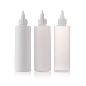 Sıvı Monomer için büküm vidalı kapak ile toptan silindir 8 oz doğal renk PE şişe