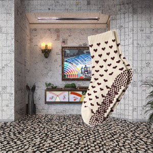 Popular Custom Logo Leopard Hearts Anti-Slip Crew <b>Socks</b> Durable <b>Grip</b> Yoga Pilates <b>Socks</b> with Knitted Comfort for Autumn - Product Image 2