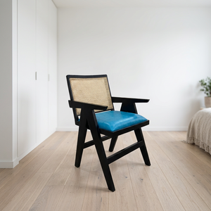 Chaise de salle à manger avec accoudoirs en rotin et bois massif, style Chandigarh, artisanat Jangid, modèle RONEWdc138, écologique et durable - Product Image 2