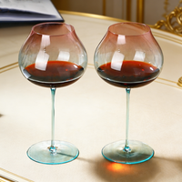 Verre à vin rouge Shunstone personnalisé, coloré, sans plomb, soufflé à la main, à pied fin, dégradé, élégant, style américain