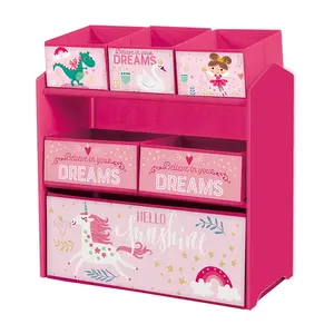 Toffy & Friends kotak penyimpanan rak buku anak, lemari mainan anak kayu furnitur kamar tidur anak furnitur