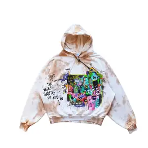 SENTIDO alta qualidade luxo fabricante personalizado hoodies tie dye pintado vintage wash hoodie