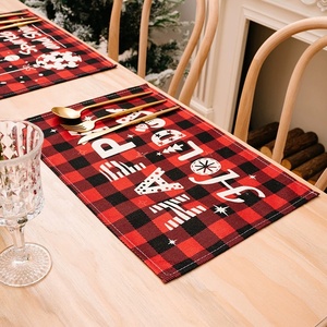 Mantel Individual de Feliz Navidad, decoraciones estampadas a cuadros, vajilla, mantel de mesa, servilletas, mantel de Navidad para mesa de comedor, decoración del hogar - Product Image 3