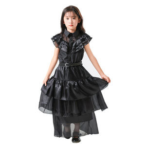 Costume di Halloween per Bambini, Vestito Nero di Wednesday della Famiglia Addams, Abito per Cosplay - Product Image 2