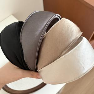 Serre-tête large en satin coréen, couleur unie, pour femme, accessoire capillaire doux et élastique - Product Image 1