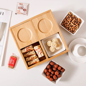 Boîte en bois de bambou de style japonais, rectangulaire, 5.5cm de haut, faite à la main pour l'emballage alimentaire, le stockage de bonbons et de pâtisseries - Product Image 2