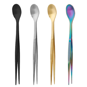 Outils de cuisine multifonctionnels 2-en-1, pinces <span class=keywords><strong>à</strong></span> nourriture en acier inoxydable, cuillère de dégustation, pincettes de chef avec pointes dentelées pour la cuisine - Product Image 1
