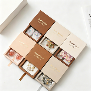 Custom Logo Square Drawer Jewellery <b>Boxes</b> Wholesale With Cardboard Shell PE View Window And Pullable Ribbon Premium Jewelry - Product Image 2