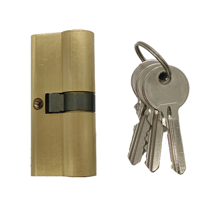 Cylindre de serrure en laiton, style européen, avec 3 clés plates - Product Image 1