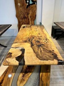 Table à manger en bois de noyer massif de luxe à prix avantageux, directement de l'usine, avec plateau en résine époxy pour la cuisine, le restaurant ou la salle à manger - Product Image 3