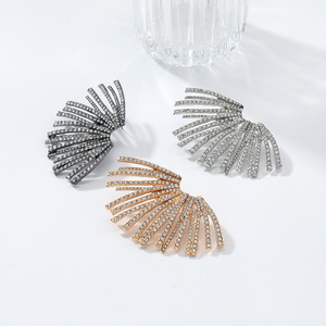 Orecchini a ventaglio geometrici vintage alla moda 2026 con diamanti, orecchini a ventaglio irregolari con strass, <span class=keywords><strong>gioielli</strong></span> - Product Image 5