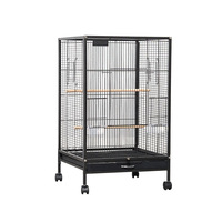 Cage à oiseaux en gros facile à nettoyer avec support roulant, cage à perroquet avec plateau de jeu, grande cage métallique pour perroquet Quaker, conure, perruche lovebird