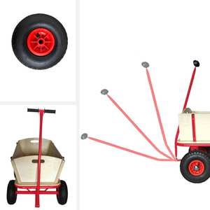 Gerobak kayu anak-anak semua medan dengan pagar merah Ramah Anak keranjang tangan tarik & troli - Product Image 3