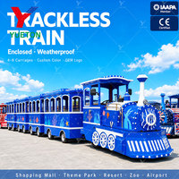Train électrique sans rails pour 24 passagers, 1 locomotive, 4 cabines, pour sites touristiques, centres commerciaux, visites panoramiques, manège d'amusement à vendre