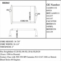 Radiateur de camion FRT18119 CAC107EH 44011709 pour Freightliner Century Series Cummins N14 CAT 3406 Detroit 60