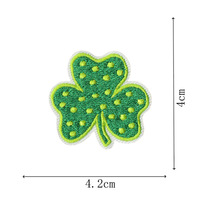Nuevo Parche Bordado Termoadhesivo de Trébol Verde Irlandés de Dibujos Animados, de Poliéster y Algodón, Accesorios de Bordado Computarizado en Stock