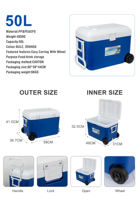 LIHENG 50L Boîte Isolante Grande Mini Boîte Glacière Extérieure Portable Pique-Nique pour Bière Potable en Plastique Isolé