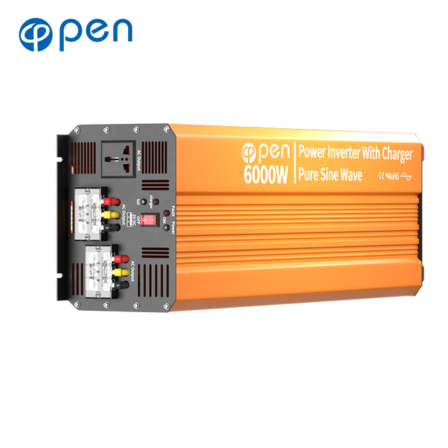 6000W Pure Sine Wave Inverter Solar Power Inverter Off Grid High Frequency Home Inverter Input 12/24/48VDC Output 100/110/220VAC