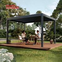Pergola bioclimatique motorisée, imperméable, avec côtés, structure thermolaquée, garantie 7 ans, idéale pour jardin, patio ou cour arrière.