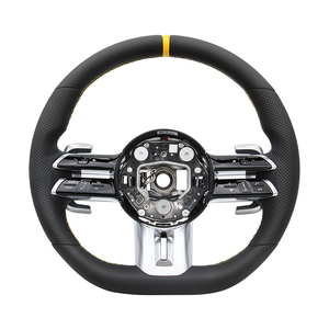 พวงมาลัย lenkrad หนังสีเหลืองสำหรับ Mercedes <span class=keywords><strong>Benz</strong></span> C117 C197 C205 W117 W166 C300 X164 - Product Image 1