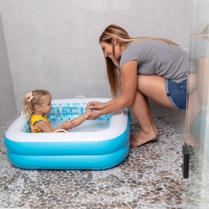 Piscine gonflable pour bébé avec poignée et tuyau de vidange, plancher souple, jouet aquatique d'été pour l'extérieur, cadeau de premier anniversaire pour garçons de 1 an - Product Image 6