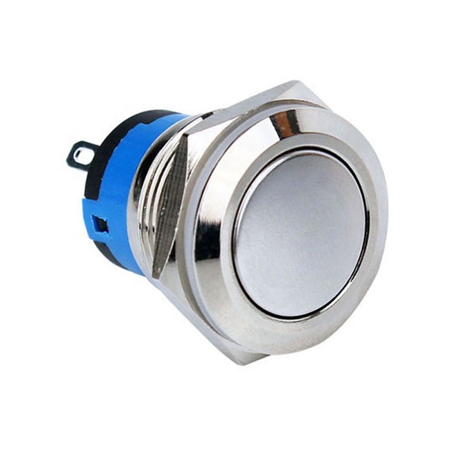 High Quality 19mm Self-Locking Latching 2Pin Flat Round Head 1NO Normally Open Waterproof Push Button Switch for Car
