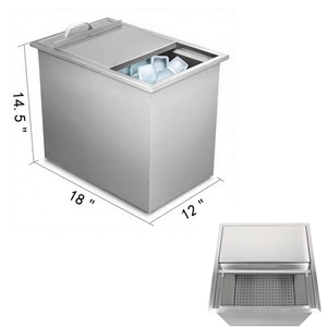 Bac à glace commercial extérieur sur mesure en acier inoxydable 28QT avec couvercle à charnière pour vin et bière froids - Product Image 4