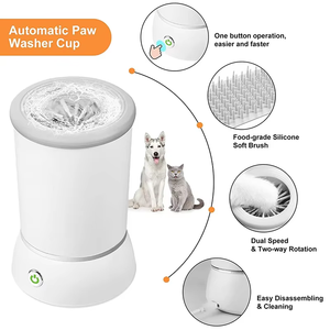 Limpiador inteligente automático de pies para mascotas, Control de un botón con lavadora de engranajes suaves, recarga de pata de perro, taza limpiadora de patas de silicona para perros y Mascotas - Product Image 3