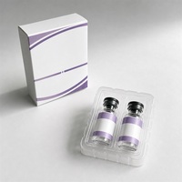 Boîte en papier rigide personnalisée avec insert en blister transparent en PET, boîte d'emballage à 2 compartiments pour petites bouteilles en verre