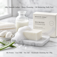 Jabón Limpiador Artesanal de Leche de Cabra con Proteína de Seda y Sal Marina, Espuma Sedosa, Equilibra la Grasa, Hidrata y Nutre, Para Todo Tipo de Piel