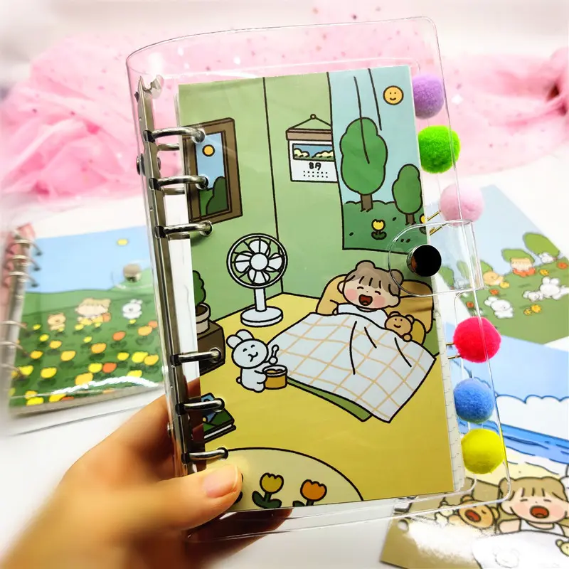 Hand ledger Cute loose-leaf PVC Notebook Transparent Cover For Girl Gift