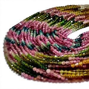 Cuentas de Turmalina Natural Multicolor de Alta Calidad, Color Rosa, 2mm y 3mm, Vendidas por Hilo de 13 Pulgadas de Largo, para la Elaboración de Joyería - Product Image 1